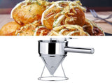 Stainless Steel Pancake Batter Dispenser Funnel 1200ML Large Capacity Conical Funnel with Rack V1294-YM0626-3118220317812