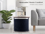 3 Piece Set Coffee Table & Ottoman Wood Side End Table Industrial - Black V274-FT-ST03-BK
