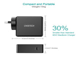 CHOETECH Q4004 60W PD 3.0 Type-C Fast Charging Foldable Adapter USB-C Charger V28-ELECHOQ4004