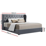 Artiss Bed Frame King Size Gas Lift Grey ISSA BFRAME-E-ISSA-K-GY-ABC