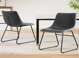 Artiss 2x Dining Chairs Retro PU Leather Kitchen Lounge Cafe Accent Chair Grey UPHO-C-DIN-2503-GYX2