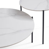 Interior Ave - Bianco Nested Coffee Table Set - White Marble Stone V355-IA-CT12-MB