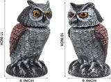 2 Pack Fake Owl Decoys to Scare Birds Away, Rotating Head Bird Deterrents, Nature Enemy Scarecrow V1258-DP02-C-330