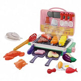 BBQ Grill Playset with Spray, Lights, Sounds and Colour-Changing Food Accessories for Pretend V1189-LC-HW-00647