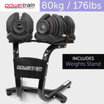 2x 40kg Powertrain Adjustable Dumbbells with Stand DMB-BF2-040-2S