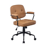 Louise Black Frame Faux Leather Home Office Chair in Brown V369-HC-0025-BLACK-FRAME