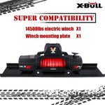 X-BULL 4x4 Electric Winch 12V 14500LBS synthetic rope with winch mounting plate V211-AUEB-AXEW016WP010