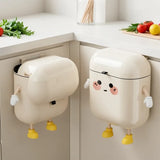 12L/Cute Wall-Mounted Trash Can with Lid, Odor Proof & No Drill Hanging Bin for Kitchen & Bathroom, V1385-LJT-002