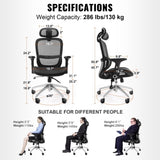 Mesh Chair, Adjustable High Back Desk Chair with Mesh Seat, Angle and Height Adjustable Home V952-XZKBYTQZYK00ZJ8S1V0