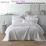 Bianca Cassiano White Polyester Jacquard Coverlet Set Super King V442-BCA-COVERLETS-CASSIANO-WHITE-SK