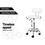 Artiss 2x Salon Stool Swivel Chair Backrest White SALON-B-4128-WHX2