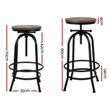 Artiss 2x Bar Stools Adjustable Wood Chairs BA-TW-V17-T14134-BKX2