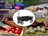 Foldable Collapsible Wagon Cart Garden Beach Outdoor Shopping Trolley Camping Brake - Black V610-FLDWAG-BRA-BLA