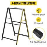 A-Frame Sidewalk Sign 24"x36" Sidewalk Signs for Businesses Black Coated Steel Metal A-Frame Sign V952-ZSJCRSTHBJ2436YC1V0