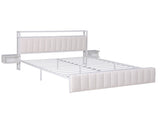 Artiss Queen Metal Bed Frame Boucle Headboard Charging Station Side Table White MBED-C-FAY-Q-WH-AB