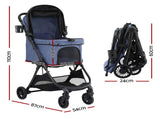 i.Pet Pet Stroller Pram Gravity Folding Dog Cage Large Travel Pushchair 4 Wheels PET-STROLLER-110G-BL