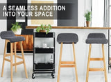 4X Wooden Bar Stool Dining Chair Fabric SOPHIA 74cm GREY V274-FT-WBSFAB-84GY4