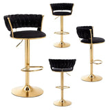 SERENIT Black Velvet Seat Kitchen Breakfast Bar Stools Counter Height Barstools with Back Cushioned V255-GP1763-BLACK