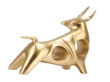 Golden Bull Sculpture Resin Hollow Lucky FengShui Bull Statue Crafts Figurine for Office Home V1294-YM0521-3115220151111