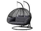 Gardeon Outdoor Swing Chair Hanging Rattan Patio Furniture Pod Stand Cushion 2 Seater HM-B-EGG-TAT-D-J-BKGR-AB