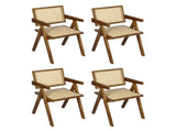 Levede 4x Walnut Wicker Armchair Dining Chair CH1101-WAX4
