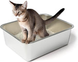 Stainless Steel Cat Litter Box, High Sides Kitten Toilet, Top Open Pet Tray, Non-Stick, Odorless, V1258-DP02-F-537