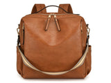 Brown Women's Vintage PU Leather Anti-Theft Backpack - Convertible Shoulder Bag & Laptop Rucksack V888-ELOSUNG32409