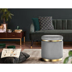 Artiss Ottoman Foot Stool Round Velvet Charcoal FS-B-675-VEL-CH