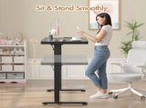 Electric Standing Desk with Drawer, One-Piece Glass Desktop, Black, 120x60cm LSB-59303