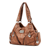 Brown Vintage Soft Leather Hobo Bag for Women - Multi-Pocket Shoulder Purse & Crossbody Handbag V888-ELOSUNG38084