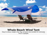 Whale-Shaped Beach Wind Shelter Ultra-Light 1 kg Portable Sun Shade Tent, Spacious for 2-3 People, V1341-ZY-S23KP9N8-BLUE