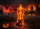 Solar Skeleton Lamp Yard Stake Halloween Decorations Garden Light, 28'' Glow Bones Figurine LED V1107-124-62274-ORG-2PACK