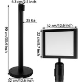 Stanchion Post Barriers 4-Set Line Dividers, Stainless Steel Stanchions with 6.6 Black Retractable V952-GLZ-CBTZ-HS-4JT01V0