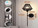 Battery Operated Wall Sconces Set of 2, Boho Rattan LED, Rechargeable, Remote, RGB Dimmable V1263-JX-5791