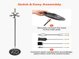 Fireplace Tool Set, 5 PCS Tool Set and Holder with Five-Prong Stand, Tongs, Ash Shovel, Brush, V952-BLGJTJ5JTWZGPZ6MX001V0