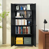 Metal Storage Cabinet with 2 Magnetic Doors and 4 Adjustable Shelves, 90 kg Capacity per Shelf, V952-DXCWJCQHY5180QYF4V0