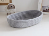 3 Pcs Desktop Storage Basket Oval Organizer Container Cotton Rope Hand Woven for Makeup Snacks Grey V1294-YM0626-3117220295312