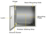 Steel Electrical Box 16'' x 12'' x 8'' Electrical Enclosure Box, Carbon Steel Hinged Junction Box, V952-DQXJSTCFS40X30X20V0