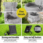 Gardeon Solar Fountain Water Feature Outdoor LED Lights Gray FOUNT-B-ROCK-4LVL-80-GY