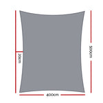 Instahut Shade Sail 4x5m Rectangle 280GSM 98% Grey Shade Cloth SAIL-H-4X5-C-GR