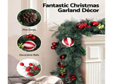 Jingle Jollys 2.7m Christmas Garland with Decorations Xmas Wedding Party XM-TR-GAR-9FT-BERRY-RED