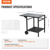 Outdoor Grill Dining Cart with Double-Shelf, 55*55cm BBQ Movable Food Prep Table, Multifunctional V952-JSHWBCTC5565WNHR1V0