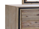 4 Pieces Bedroom Suite Queen Size Silver Brush in Acacia Wood Construction Bed, Bedside Table & V43-BDS-SSH-4PC-TBY-Q