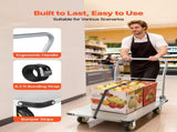 Platform Truck, 907.18 kg Capacity, Heavy Duty Steel Flatbed Cart with Swivel Wheels and Handle, V952-ZDPBC2000LBSULEYG001V0
