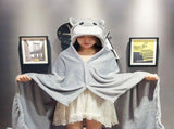 1 Piece Short Size Plush Hooded Blanket with Cartoon Hamster Design, Soft Cozy Throw for Home Use V1192-AZ-W-34243