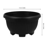 Set of 6 Black Plastic Plant Pots, Shallow Flower Pots for Indoor and Outdoor Gardening, Garden V1369-AZ3-W-16779