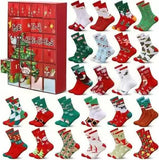 Advent 2025 Adult Men 24 Days of Christmas Cotton Socks US 7-13 Fun Christmas Sock Advent V1079-SOCKRED