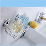 No Drill Shower Shelf with Strong Suction Cups 9.84x5.31 Inch Rustproof Chrome Finish Bathroom V1366-AZ2-W-14809