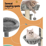 i.Pet Cat Tree 169cm Tower Scratching Post Scratcher Wood Bed Condo House Rattan Ladder PET-CAT-RATTAN02-GR