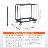 Drywall Cart, 1500 LBS Panel Dolly Cart with 36.02" x 24.02" Deck and 5" Swivel Wheels, Heavy-Duty V952-BLTCSGS00000TGDDOV0